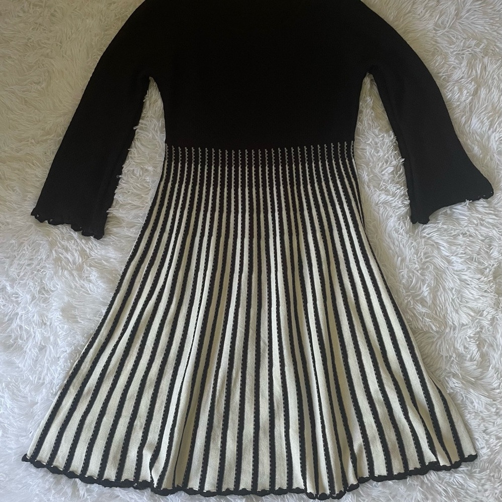 Roz & Ali Black and White Long Sleeve knit Dress